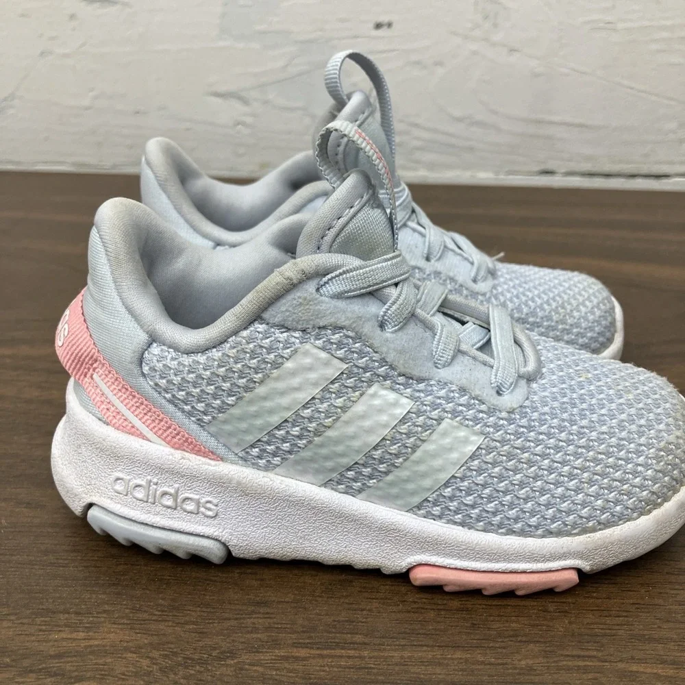 Adidas Racer TR 2.0 Sneakers Slip On Shoes Grey Pink School Toddler Girls 6K